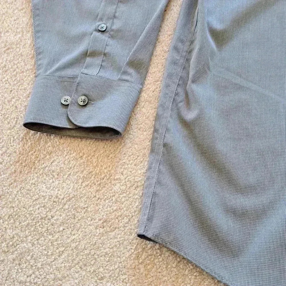 Calvin Klein Men's  Dress Shirt Grey Cotton 17 - 32/33 Micro Check Non Iron - Picture 7 of 12